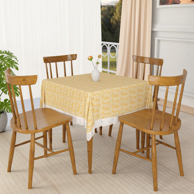 KUBER INDUSTRIES Self Design 4 Seater Table Cover(Gold, PVC)