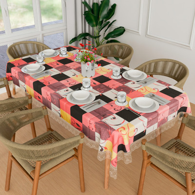 KUBER INDUSTRIES Self Design 6 Seater Table Cover(Multicolor, PVC)