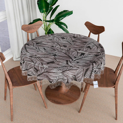 HOMESTIC PVC 4 Seater Floral Table Cover(Black)