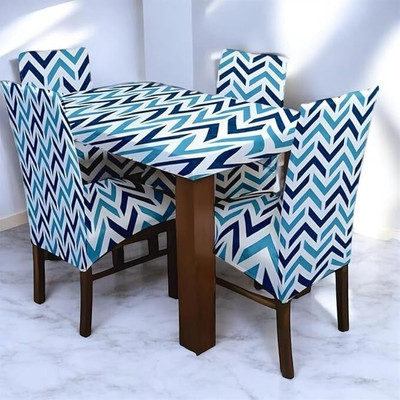 Rajivfab Polyester 4 Seater Floral Table Cover(Blue, Pack of 5)