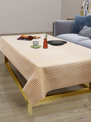 Dakshya Industries Checkered 4 Seater Table Cover(Beige, PVC)