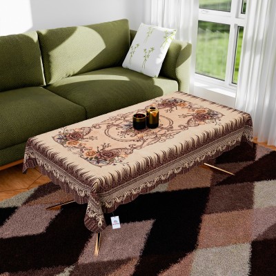 Heart Home Self Design 4 Seater Table Cover(Brown, Polyester)