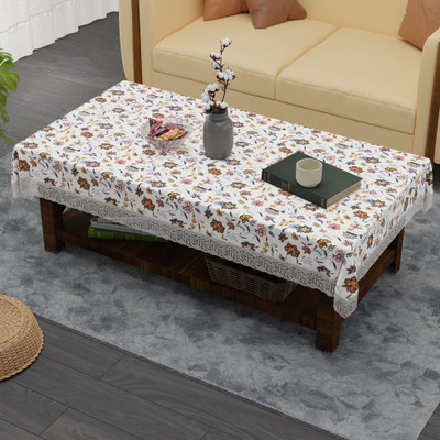 KUBER INDUSTRIES Floral 4 Seater Table Cover(Yellow, PVC)