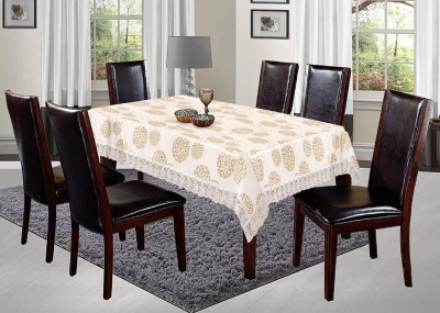 FALAK Floral 6 Seater Table Cover(Cream, PVC)