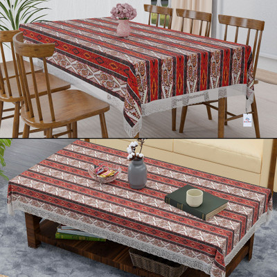 Heart Home Self Design 6 Seater Table Cover(Brown, PVC, Pack of 2)