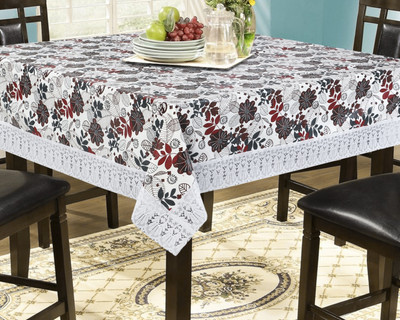 The Furnishing Tree Self Design 6 Seater Table Cover(Cream, PVC)