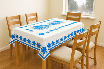 Gupta Home Decor Cotton 4 Seater Printed Table Cover(Blue)