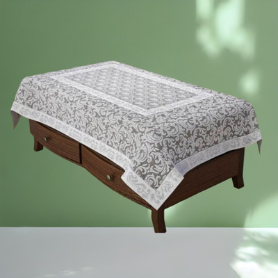 Shri Ganesh Handloom Checkered 4 Seater Table Cover(Silver, Cotton)