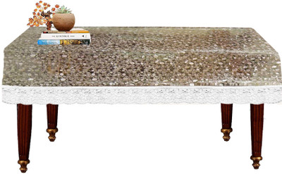 KUBER INDUSTRIES Self Design 4 Seater Table Cover(White, PVC)