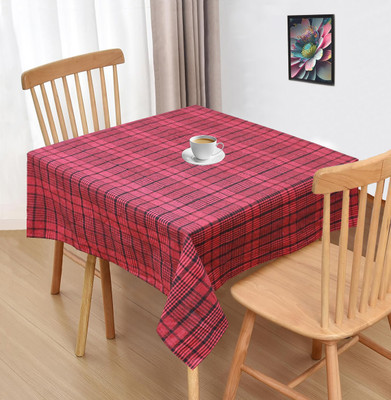 OASIS Checkered 2 Seater Table Cover(Red, Cotton)