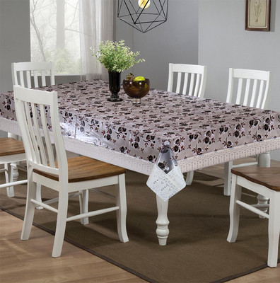 KUBER INDUSTRIES Self Design 6 Seater Table Cover(Cream, PVC)