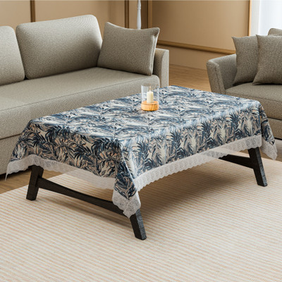 Heart Home PVC 4 Seater Self Design Table Cover(Blue)