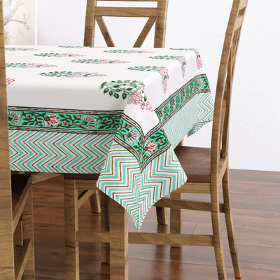 Blocks Of India Cotton 6 Seater Floral Table Cover(Multicolor)