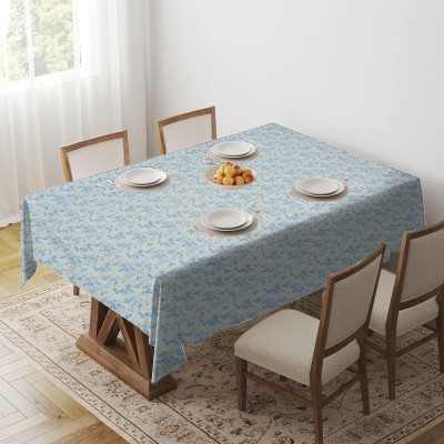 RUSTIC LINEN Floral 4 Seater Table Cover(Light Blue, Cotton, Pack of 2)