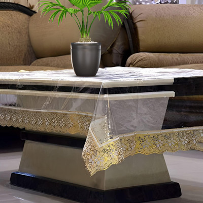 Lala Maneet Solid 4 Seater Table Cover(Golden, PVC)