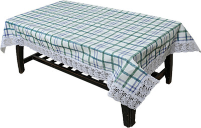 KUBER INDUSTRIES Checkered 4 Seater Table Cover(White, PVC (Polyvinyl Chloride))