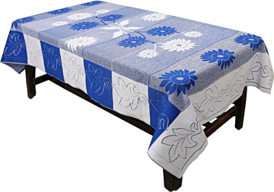 KUBER INDUSTRIES Floral 4 Seater Table Cover(Blue, Cotton)