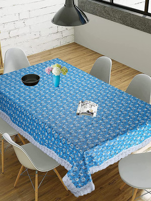 kashtu Embroidered 6 Seater Table Cover(Blue, Polyester)