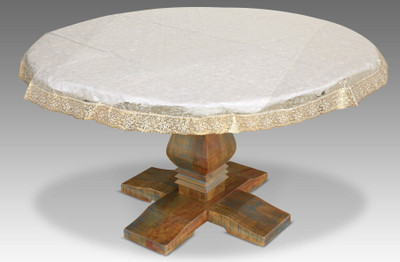 Shri Ganesh Handloom Self Design 4 Seater Table Cover(Gold, PVC)