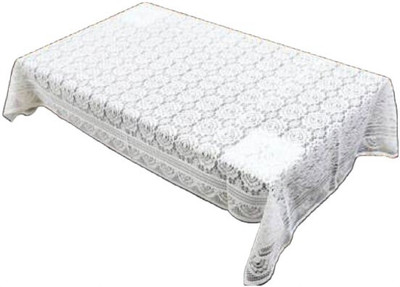 Flavio Interiors Embroidered 4 Seater Table Cover(White, Polyester)