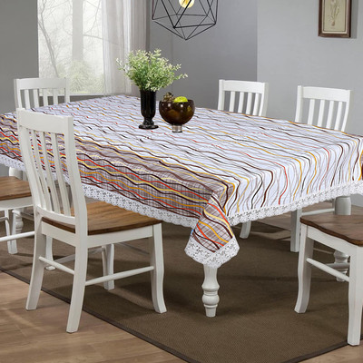 KUBER INDUSTRIES Self Design 6 Seater Table Cover(Multicolor, PVC)