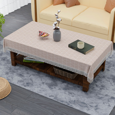 KUBER INDUSTRIES Self Design 4 Seater Table Cover(Beige, Yellow, PVC)