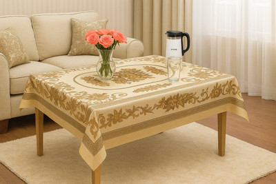 Gupta Home Decor PVC 4 Seater Printed Table Cover(Beige)