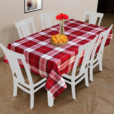 OASIS Cotton 6 Seater Checkered Table Cover(Multicolor)