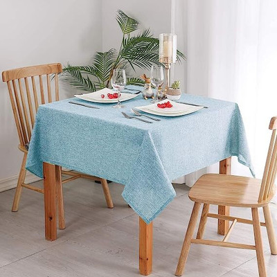 Sunrise Solid 4 Seater Table Cover(Light Blue, Polyester)