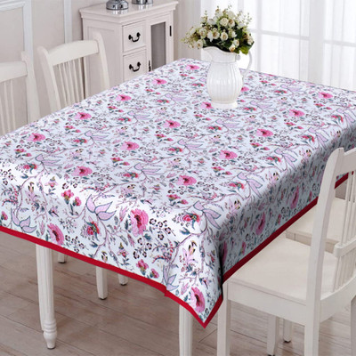 Texstylers Cotton 8 Seater Abstract Table Cover(Baby Pink)