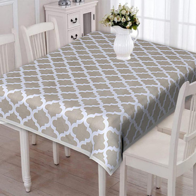 Go Texstylers Cotton 6 Seater Abstract Table Cover(Peach)