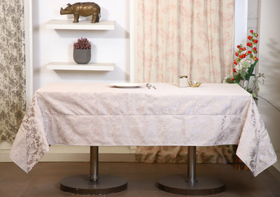 Home - the best is for you Self Design 4 Seater Table Cover(Silver, Cotton)