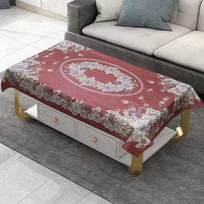 Romiz Printed 4 Seater Table Cover(Maroon, PVC)