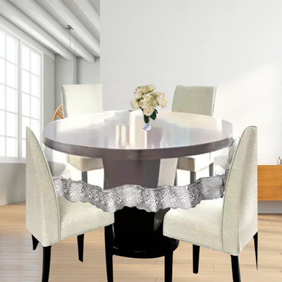 DasHomes Self Design 4 Seater Table Cover(Transparent, PVC)