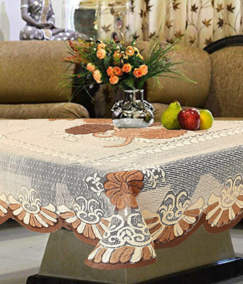 CASA FURNISHING Polyester 4 Seater Floral Table Cover(Brown)