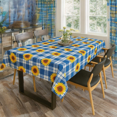 Mopak Décor Printed 2 Seater Table Cover(Blue, Polyester)