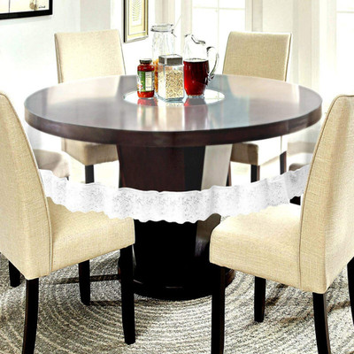 Bluegrass Solid 8 Seater Table Cover(White Lace, PVC)