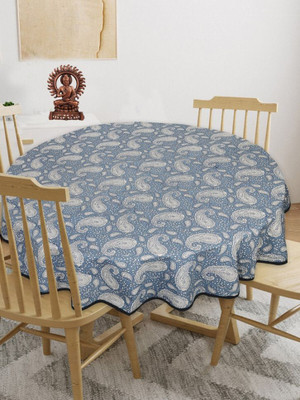Texstylers Cotton 6 Seater Printed Table Cover(Blue Paisley)