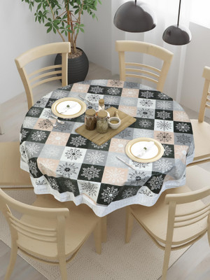 Dakshya Industries Printed 4 Seater Table Cover(Black, Grey, PVC)