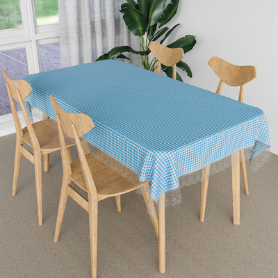 KUBER INDUSTRIES Self Design 6 Seater Table Cover(Blue, PVC)