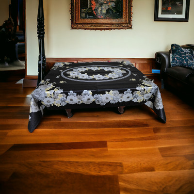 Mopak Decor Printed 2 Seater Table Cover(Black, Polyester)