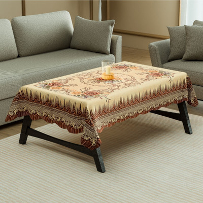 Heart Home PVC 4 Seater Self Design Table Cover(Yellow, Brown)