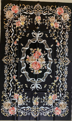 SHRI MAHAVIR IMPEX Floral 4 Seater Table Cover(Black, Multy, Polyester)