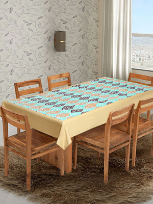 Dekor World Cotton 4 Seater Abstract Table Cover(Green, Yellow)