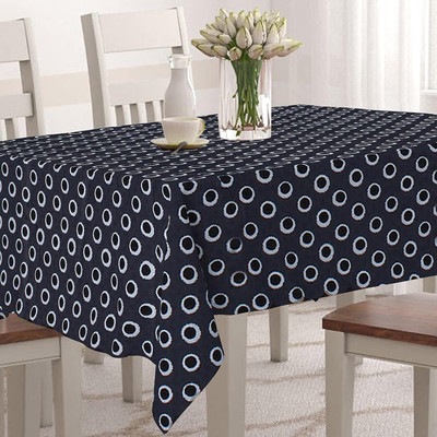 Jainco Decor Printed 6 Seater Table Cover(Black, White, Polyester)