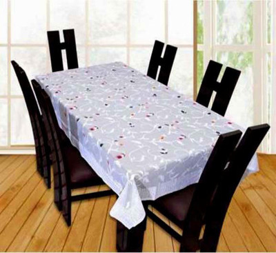 Shri Ganesh Handloom Floral 6 Seater Table Cover(White, Polyester)
