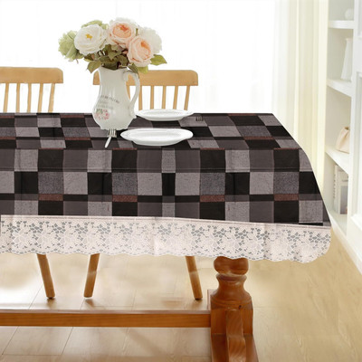 Casanest Checkered 10 Seater Table Cover(Dark Grey, Plastic)