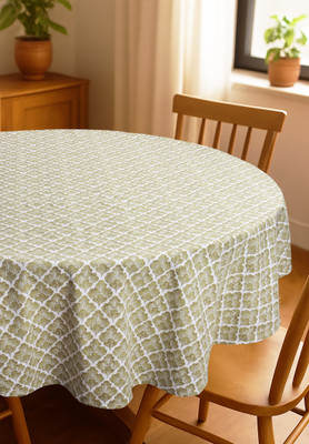 The TwoThreads Floral 4 Seater Table Cover(Yellow, Cotton)