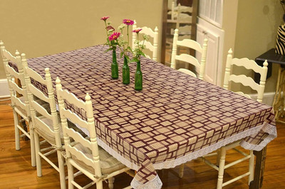 FALAK Printed 4 Seater Table Cover(Yellow, PVC)