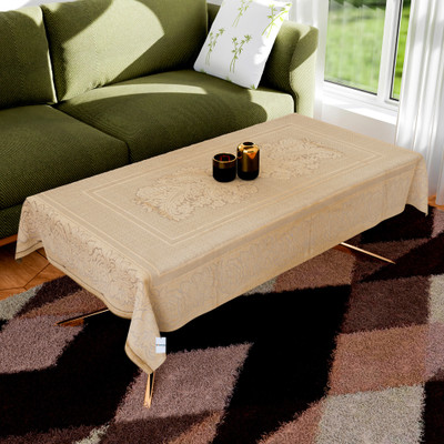 HOMESTIC Cotton 4 Seater Geometric Table Cover(Golden)